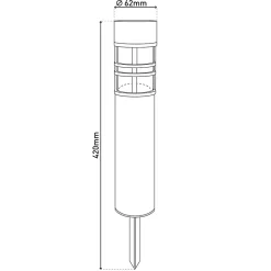 Piquet solaire BOBBY set de 3 D 6,2cm H 42cm métal acier nu plastique LED blanc chaud
