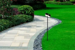 Piquet solaire decoratif LAUPHEIM 56 cm metal noir style moderne LED interrupteur a curseur D: 10 cm