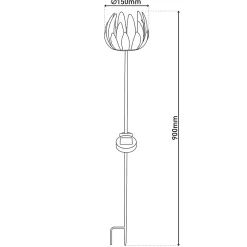 Piquet solaire LED 'Fleur' , pour l'extérieur, piquet de terre en métal et plastique en cuivre, avec LED intégrée