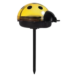 Piquets solaires LADYBUG set de 5 7,8x6cm H 14,2cm plastique noir rouge jaune 5 scarabées LED blanc froid