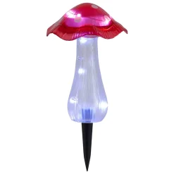 Piquets solaires MANTAR set de 2 D 13cm H 29cm plastique rouge jaune clair LED blanc froid