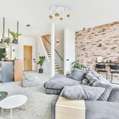 Plafonnier 4 Spots Orientables Carré BLANC et OR pour Ampoule GU10 - SILAMP