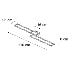 Plafonnier allongé noir 3 niveaux de luminosité - Plazas Novo
