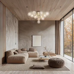 Plafonnier Art Déco bronze avec verre ambré 12 lumières - Bianca