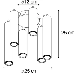 Plafonnier Art Déco doré 6 lumières - Tubi