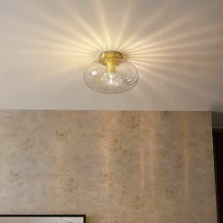 Plafonnier Art Déco doré avec verre - Ayesha