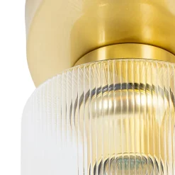 Plafonnier Art Déco doré avec verre 3 lumières - Laura