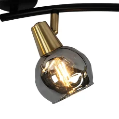 Plafonnier Art déco doré avec verre fumé 4 lumières - Vidro