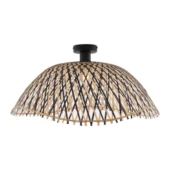 Plafonnier Art déco en bambou noir 60 cm - Alka