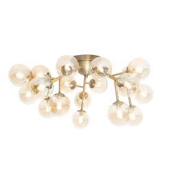 Plafonnier Art déco en bronze avec verre ambré 20 lumières - Bianca