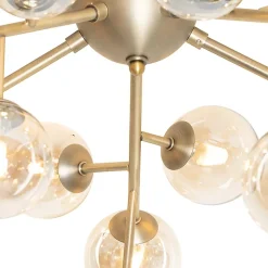 Plafonnier Art déco en bronze avec verre ambré 20 lumières - Bianca