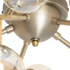Plafonnier Art déco en bronze avec verre ambré 20 lumières - Bianca