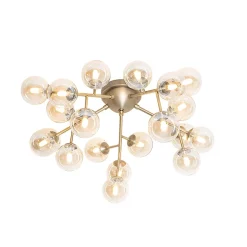 Plafonnier Art déco en bronze avec verre ambré 20 lumières - Bianca