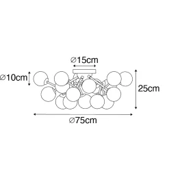 Plafonnier Art déco en bronze avec verre ambré 20 lumières - Bianca
