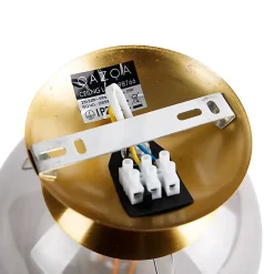 Plafonnier Art Déco en laiton avec verre fumé - Pallon