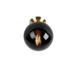 Plafonnier Art Déco en laiton avec verre noir - Pallon