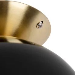 Plafonnier Art Déco en laiton avec verre noir - Pallon