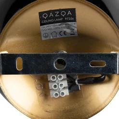 Plafonnier Art Déco en laiton avec verre noir - Pallon