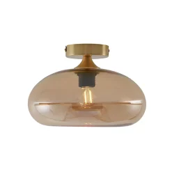 Plafonnier Art déco laiton et verre ambré - Busa