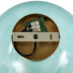 Plafonnier Art Déco Laiton avec Verre Bleu - Sandra