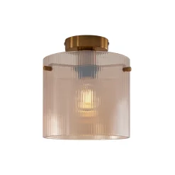 Plafonnier Art déco laiton et verre ambré - Laura