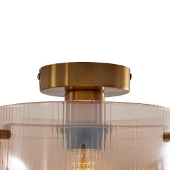 Plafonnier Art déco laiton et verre ambré - Laura