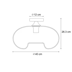 Plafonnier Art déco laiton et verre ambré 40 cm - Busa