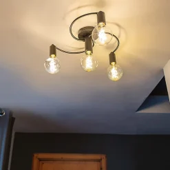 Plafonnier Art Déco noir 4 lumières - Facil