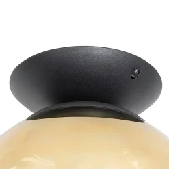 Plafonnier Art Déco noir avec verre doré - Pallon