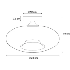 Plafonnier Art Déco noir avec verre fumé - Busa