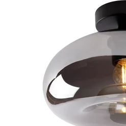 Plafonnier Art Déco noir avec verre fumé - Busa