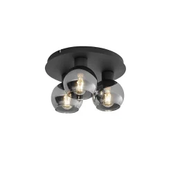 Plafonnier Art déco noir avec verre fumé 3 lumières - Vidro