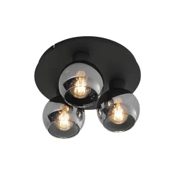 Plafonnier Art déco noir avec verre fumé 3 lumières - Vidro