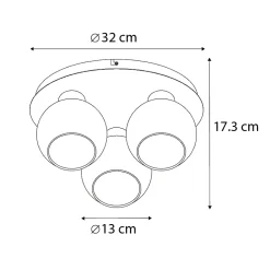 Plafonnier Art déco noir avec verre fumé 3 lumières - Vidro