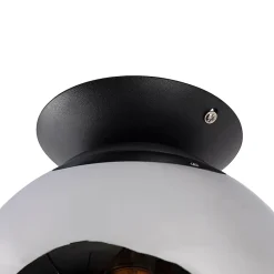 Plafonnier Art Déco noir avec verre fumé - Pallon