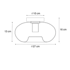 Plafonnier Art déco noir avec verre fumé - Ayesha
