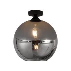 Plafonnier Art Déco Noir avec Verre Fumé - Sandra