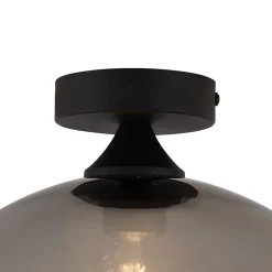 Plafonnier Art Déco Noir avec Verre Fumé - Sandra