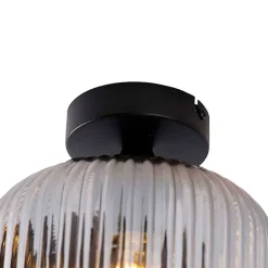 Plafonnier Art déco noir avec verre fumé - Karel