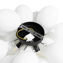 Plafonnier Art Déco noir avec verre opale 4 lumières - Uvas