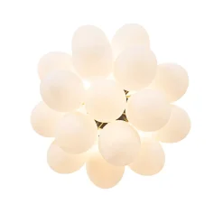 Plafonnier Art Déco noir avec verre opale 4 lumières - Uvas