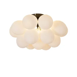 Plafonnier Art Déco noir avec verre opale 4 lumières - Uvas