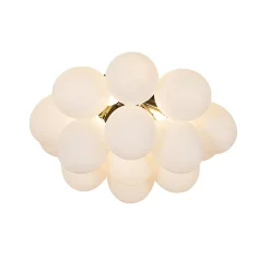 Plafonnier Art Déco noir avec verre opale 4 lumières - Uvas