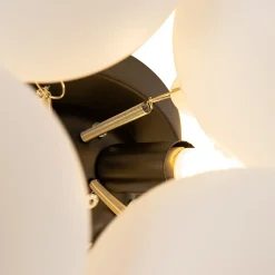 Plafonnier Art Déco noir avec verre opale 4 lumières - Uvas