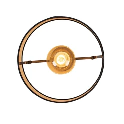 Plafonnier avec abat-jour en coton noir et or 32 cm - Combi Noir