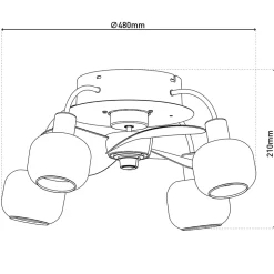 Plafonnier avec ventilateur 'FUMOSO', en noir, brun et naturel, pour E27 , D: 51 cm