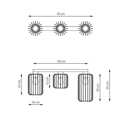 Plafonnier BARN 3 BL GOLD, Emibig Lighting, Fabriqué en EU