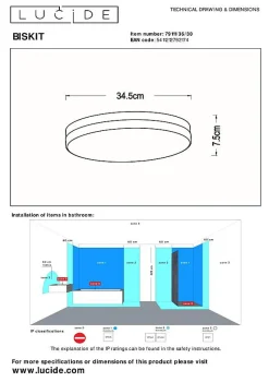 Plafonnier BISKIT en acrylique avec LED intégré - Noir - Lucide