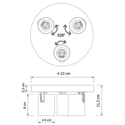 Plafonnier blanc trois spots orientables - Lima