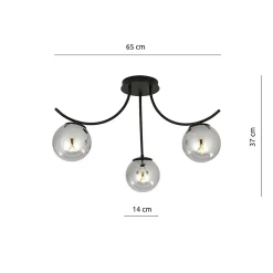 Plafonnier BOSTON 3 BLACK/GRAFIT, Emibig Lighting, Fabriqué en EU